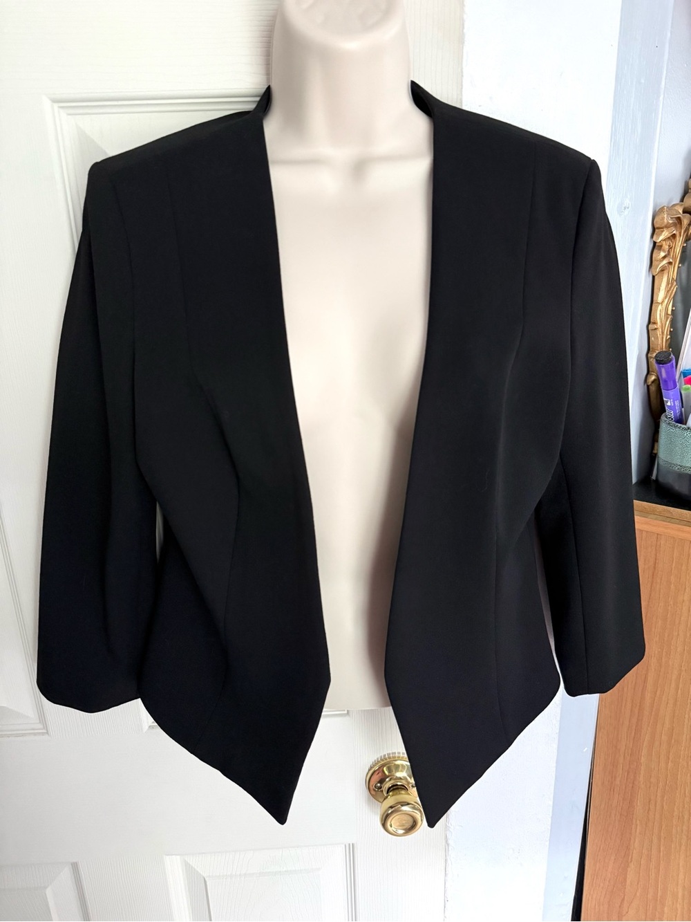 Express 3/4 Sleeve Open Front Women's Blazer Jacket Black Size 8